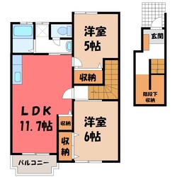 氏家駅 徒歩42分 2階の物件間取画像